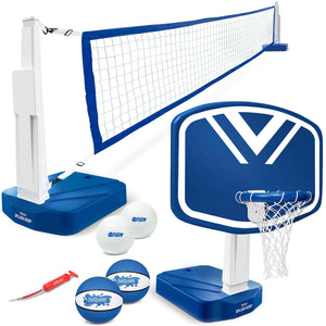 a set of volleyball equipment including a net, ball and a ball