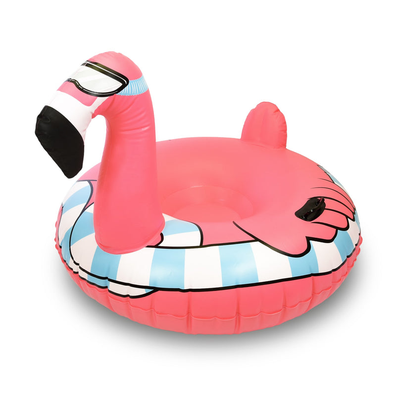 GoFloats Inflatable Winter Snow Tube Sled Flamingo