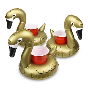 GoFloats Inflatable Drink Holders 3-Pack - Gold Swan