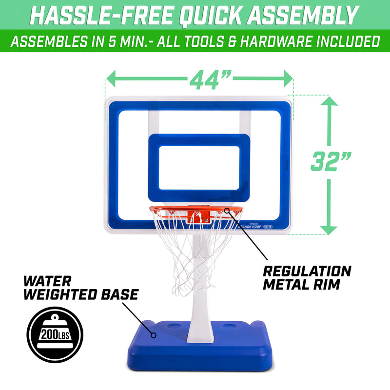 GoSports Splash Hoop Pool Basketball Game - Inground Pool Hoop With Water Basketball