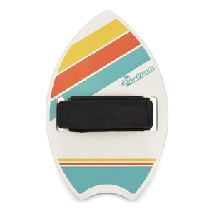 a surfboard with a black strap