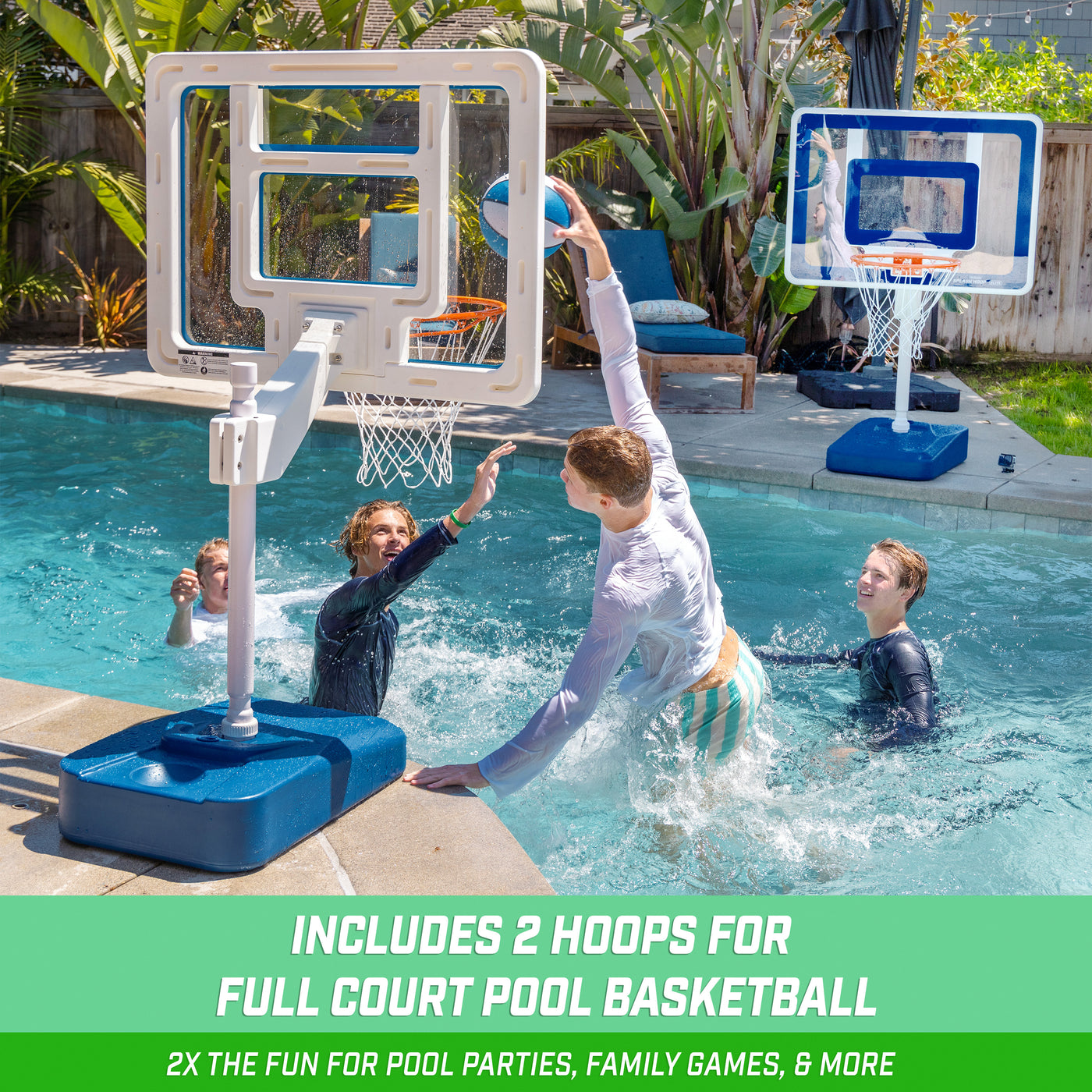 Pool Basketball GoSports Splash Hoop ELITE 2-in-1 Full Court Pool Basketball & Volleyb