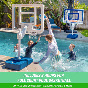 GoSports Splash Hoop ELITE 2-in-1 Full Court Pool Basketball & Volleyball Game Set
