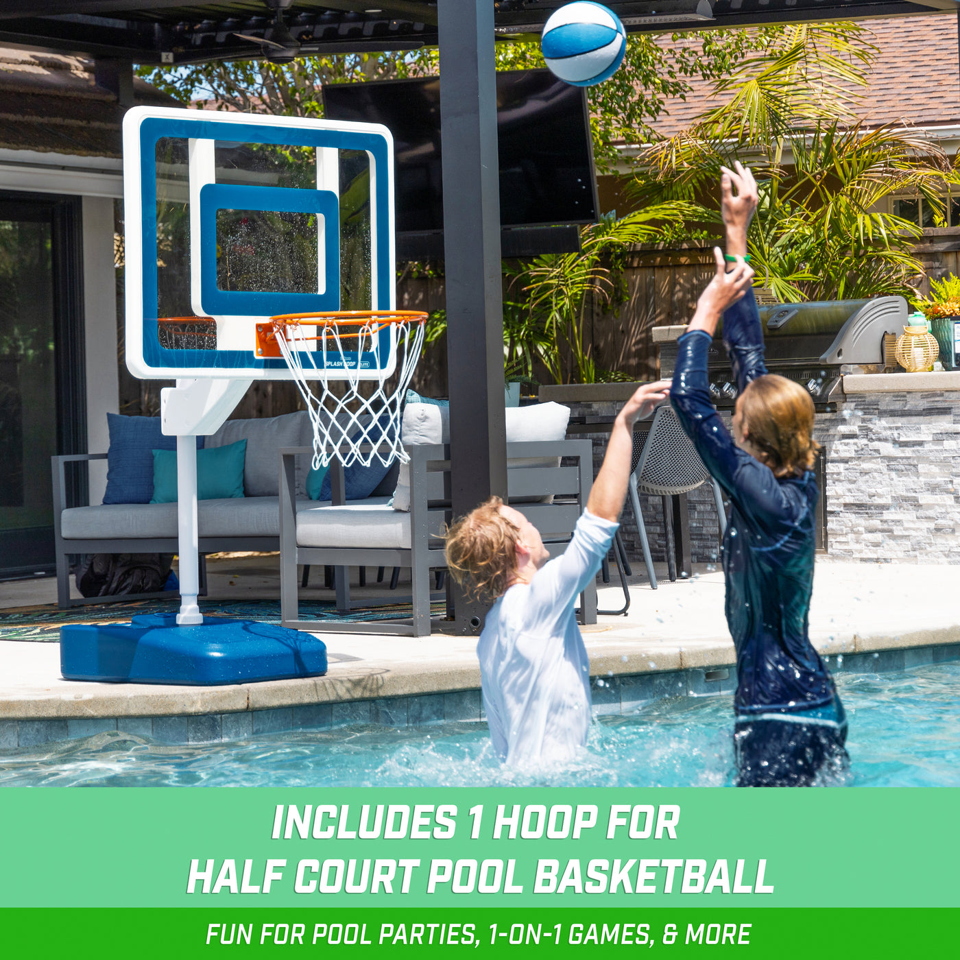 Pool Basketball GoSports Splash Hoop ELITE 2-in-1 Pool Basketball & Volleyball Game Se