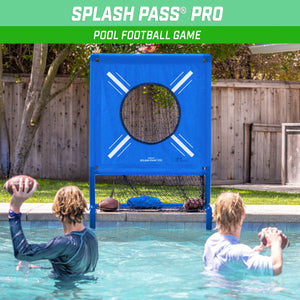 a couple of people playing in a pool