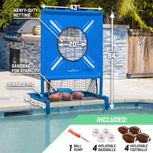 a pool with a pool ball and a net