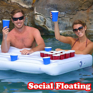 GoPong Original Pool Party Barge Floating Beer Pong Table with Cooler and Cup Holders