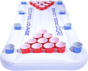 GoPong Pool Lounge Beer Pong Inflatable with Social Floating - White