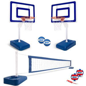 GoSports Splash Hoop ELITE 2-in-1 Full Court Pool Basketball & Volleyball Game Set