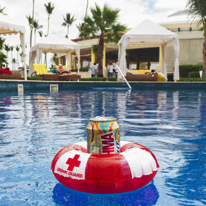 a life preserveer floating in a pool