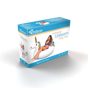 a box of unicorn inflatables