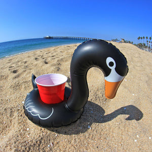 a black duck shaped inflatable