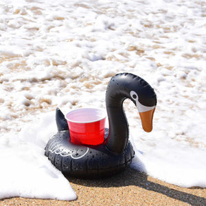 GoFloats Inflatable Drink Holders 3-Pack - Black Swan