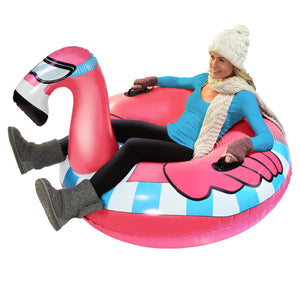 GoFloats  Inflatable Winter Snow Tube Sled - Flamingo