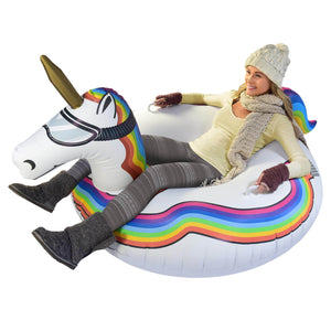 Inflatable Unicorn Snow Tube - Winter Sled for Adults and Kids
