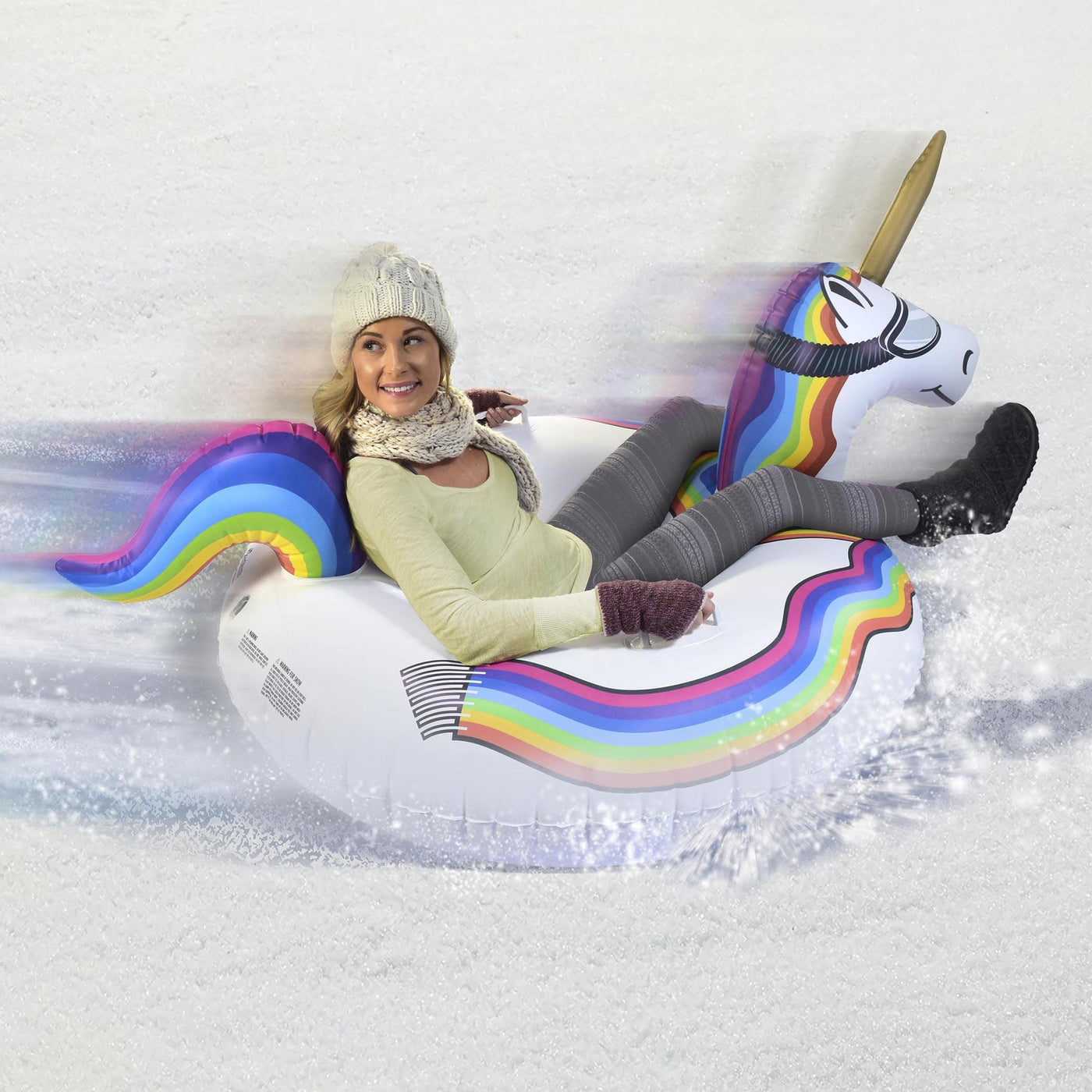 Heavy Duty Sled Tubes HIWENA Snow Tubes 2-Pack - 48 & 37 Inch Inflatable Sleds With Handles For Family Fun Family Winter Toys