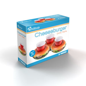 GoFloats Inflatable Drink Holders 3-Pack - Cheeseburger