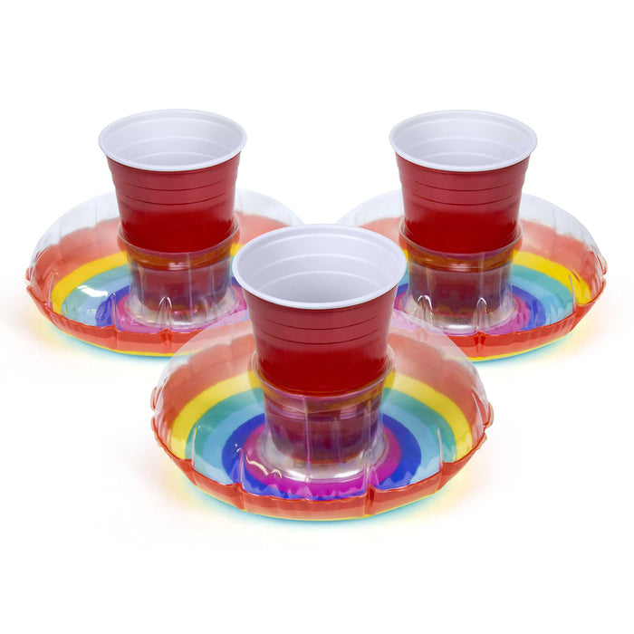 GoFloats Inflatable Drink Holders 3-Pack - Rainbow