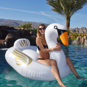 GoFloats Giant Inflatable Swan Pool Float