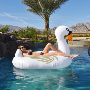 GoFloats Giant Inflatable Swan Pool Float