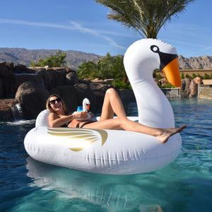 GoFloats Giant Inflatable Swan Pool Float