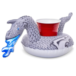 a toy inflatable with a cup and a dragon