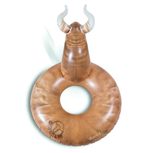 a brown inflatable with a bull head on it