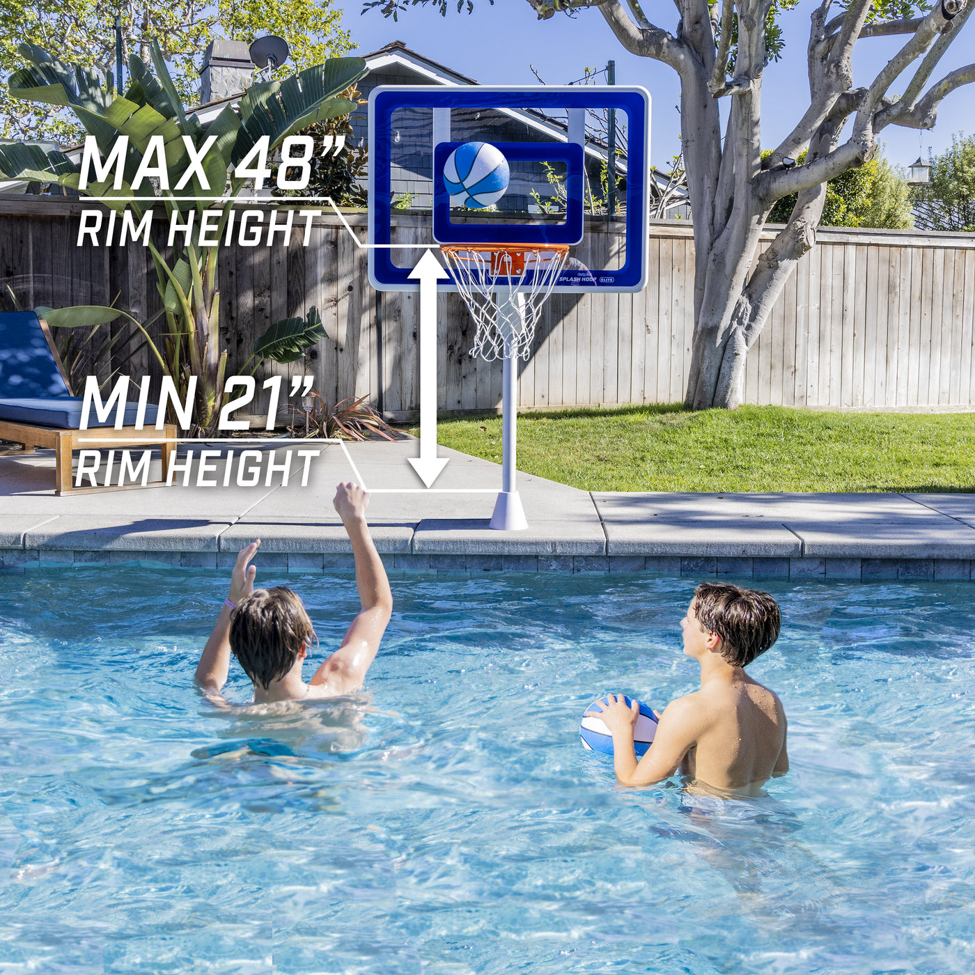 Pool Hoop GoSports Deck-Mounted Splash Hoop ELITE Pool Basketball Game - Adjusta