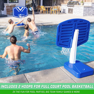 GoSports Splash Hoop 2-in1 Full Court Pool Basketball & Volleyball Game Set