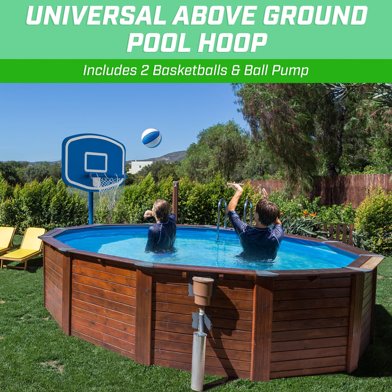 GoSports Splash Hoop UP Above Ground Pool Hoop Basketball Game with 2