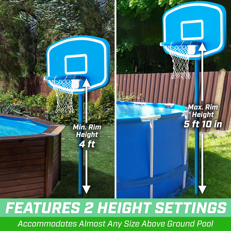 GoSports Splash Hoop UP Above Ground Pool Hoop Basketball Game with 2