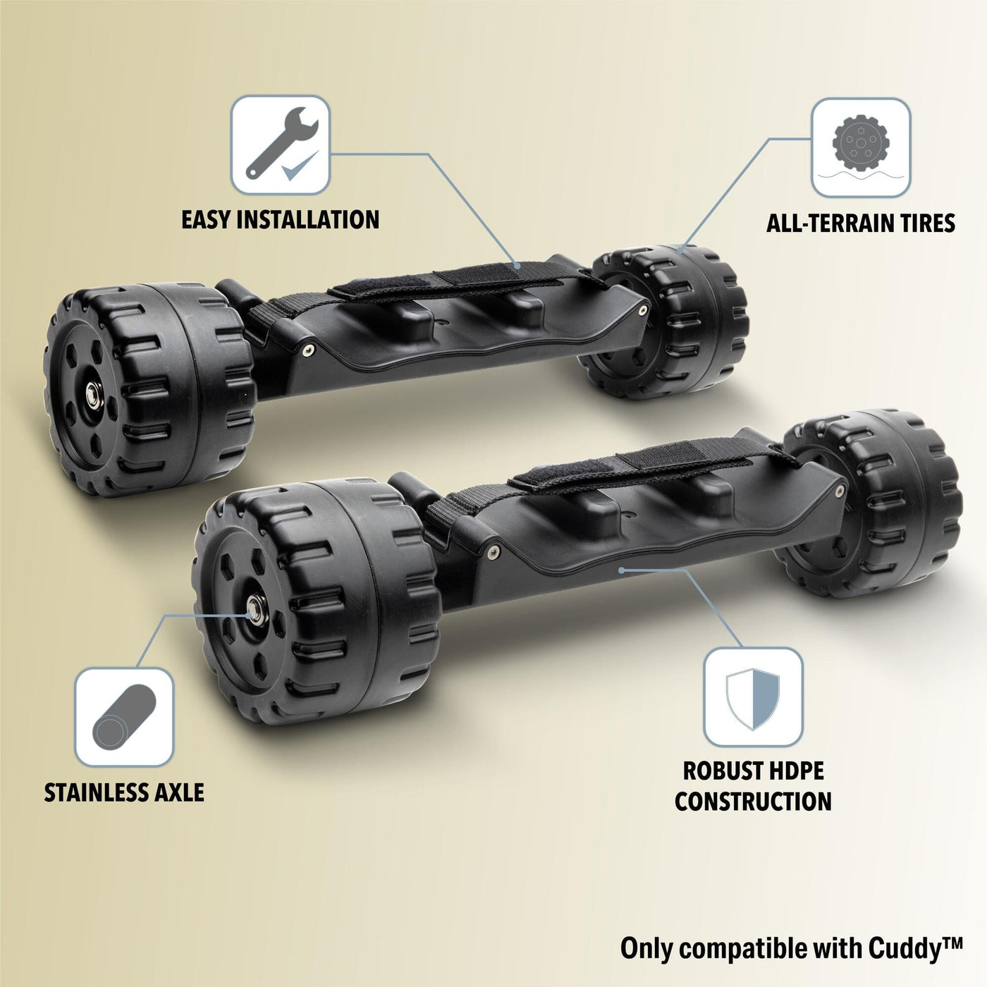 Cuddy Crawler Wheel Conversion Set - Cooler Wheel Kit for Cuddy Coolers