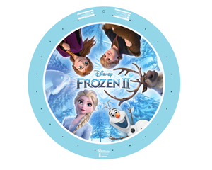 a clock with frozen characters on it