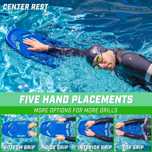 the five - piece swim mask is designed to protect the swimmer from the sun