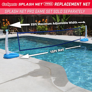 a pool with a volleyball net and a ball