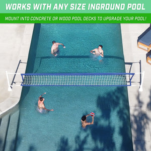 GoSports Deck-Mounted Splash Net ELITE Inground Pool Volleyball Game