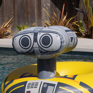 a pool float with a robot design on it