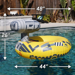 a pool with a pool floater and a pool toy
