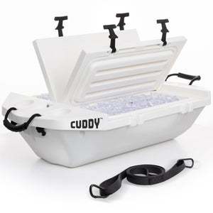 Cuddy Floating Cooler and Dry Storage Vessel - 40QT - Amphibious Hard Shell Design, White 
