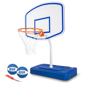 Basketball set with two blue balls orange pump